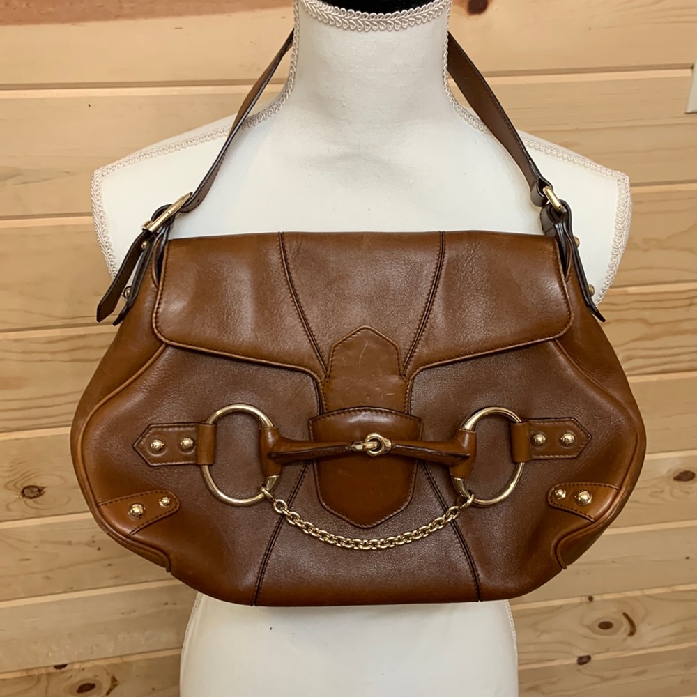 Gucci Tom Ford Brown Leather Horsebit Shoulder Bag